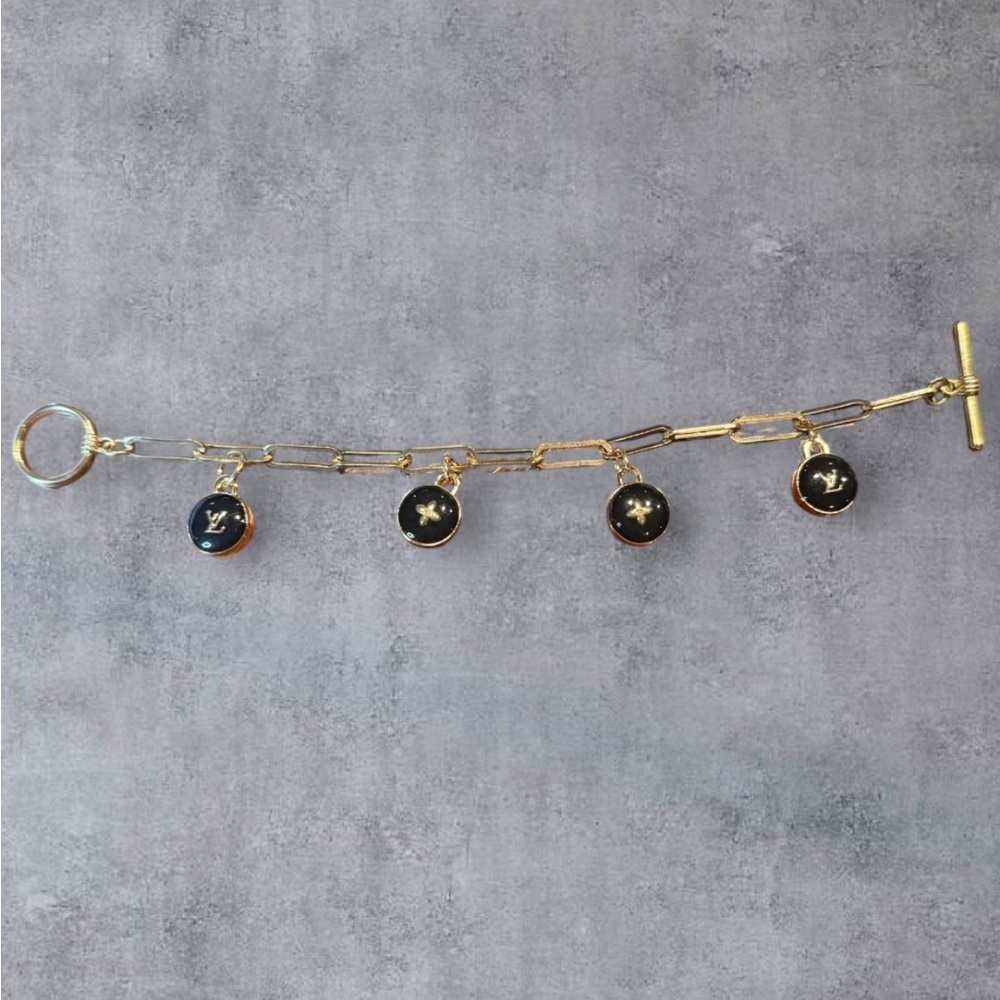 Upcycled Gold LV Charm Bracelet - Picture 2 of 3